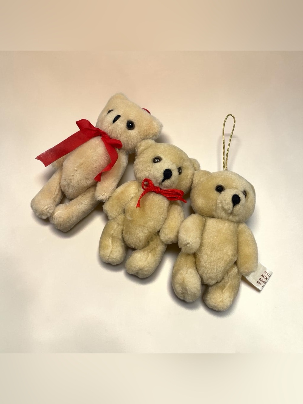 Lot 3 vintage Christmas mini teddy bear jointed ornament